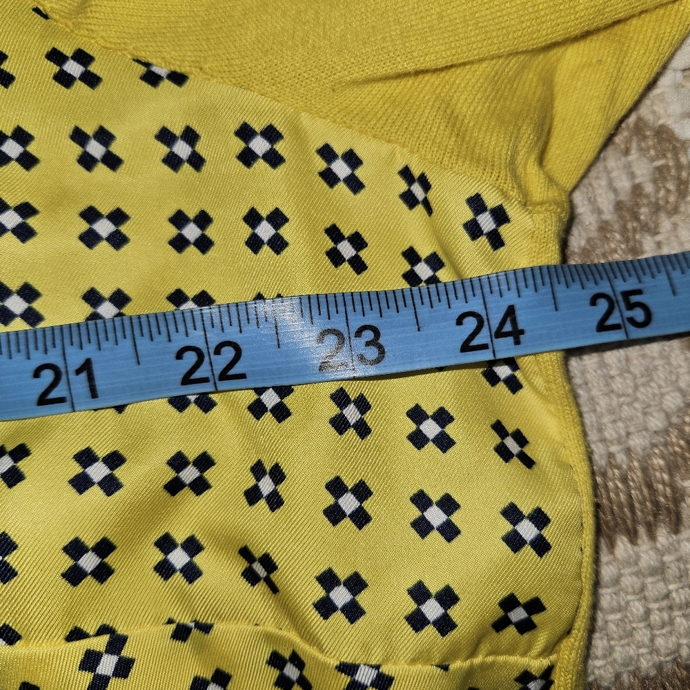 Talbots Women's Size 1X Yellow Geo Print Patterned Charming Cardigan Layering - Picture 12 of 14